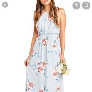 Show Me Your Mumu Blue Flower Sky Halter Maxi
